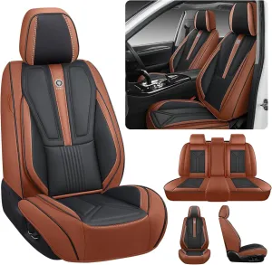 Car Seat Cover for Toyota FJ Cruiser 2007-2014,Leather Seat Cover for Car,Breathable Vehicle Cushions Cover Waterproof Protectors Interior Accessories, (Full Set,Black&Brown)