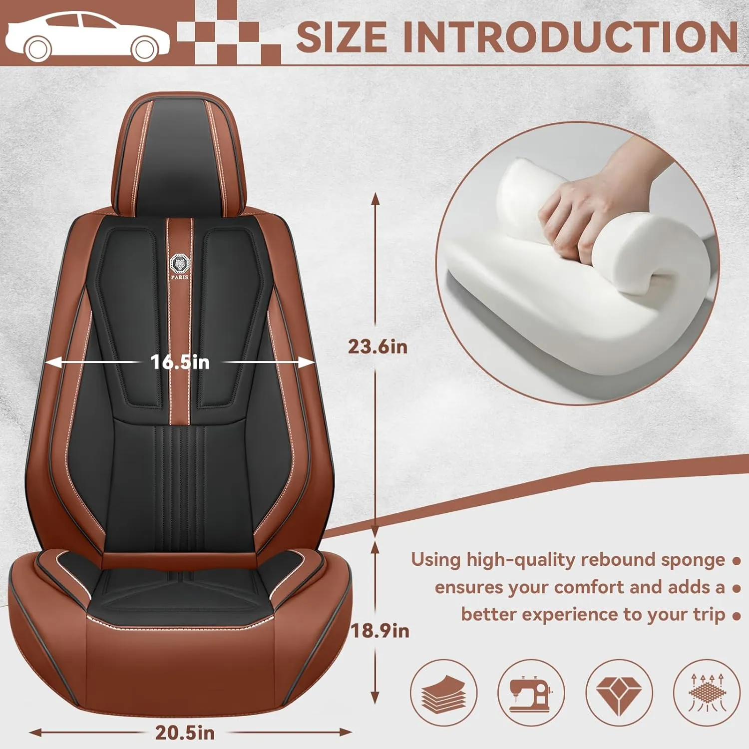 Car Seat Cover for Toyota FJ Cruiser 2007-2014,Leather Seat Cover for Car,Breathable Vehicle Cushions Cover Waterproof Protectors Interior Accessories, (Full Set,Black&Brown)