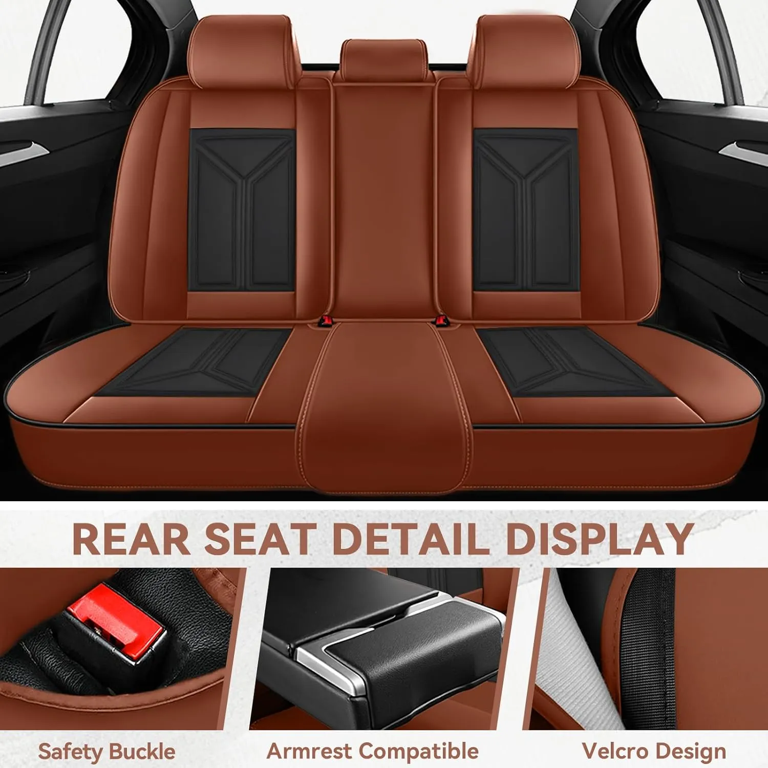 Car Seat Cover for Toyota FJ Cruiser 2007-2014,Leather Seat Cover for Car,Breathable Vehicle Cushions Cover Waterproof Protectors Interior Accessories, (Full Set,Black&Brown)