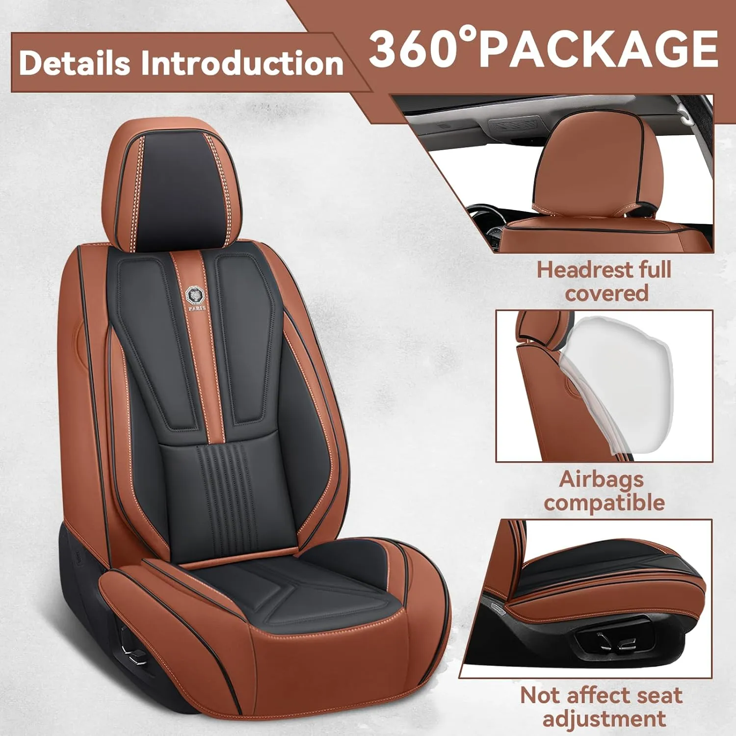Car Seat Cover for Toyota FJ Cruiser 2007-2014,Leather Seat Cover for Car,Breathable Vehicle Cushions Cover Waterproof Protectors Interior Accessories, (Full Set,Black&Brown)