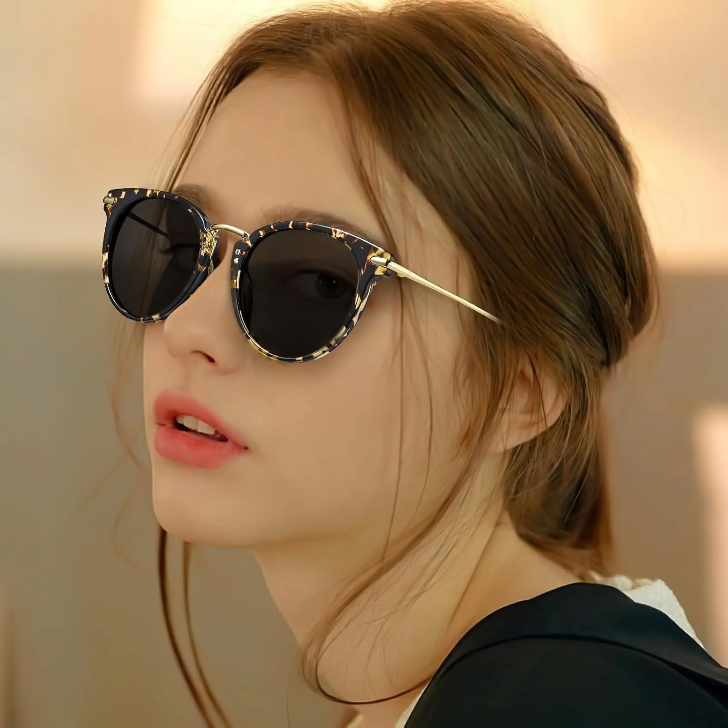 CARFIA Retro Acetate Cat Eye Sunglasses for Women Polarized UV Protection, Cateye Ladies Sunnies Metal Bridge Brow Eyewears