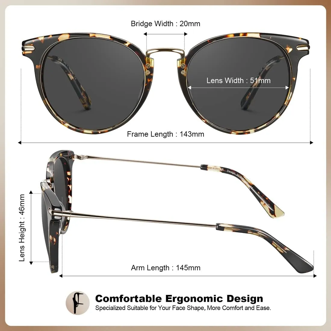 CARFIA Retro Acetate Cat Eye Sunglasses for Women Polarized UV Protection, Cateye Ladies Sunnies Metal Bridge Brow Eyewears
