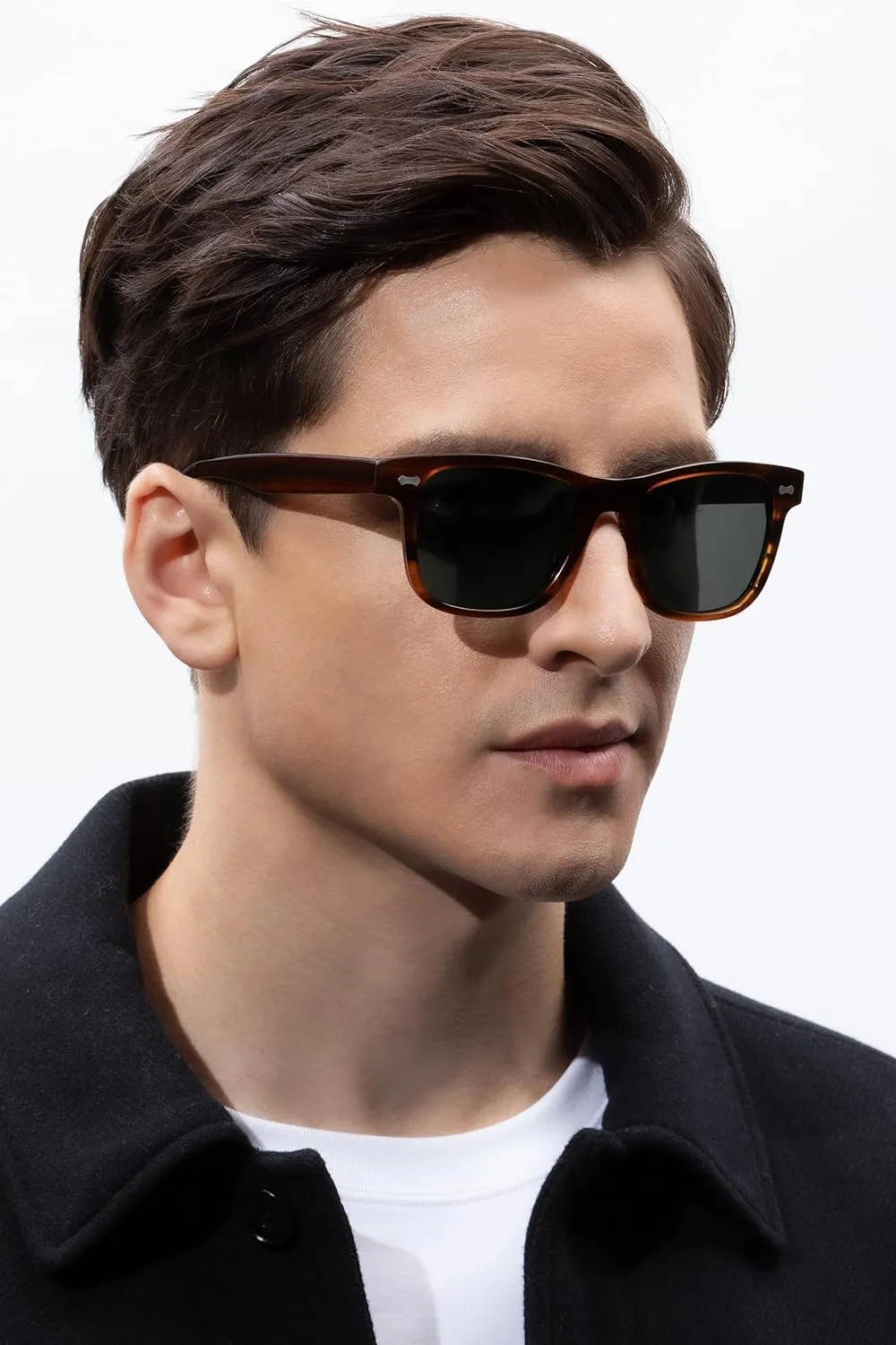 CARFIA Retro Acetate Polarized Sunglasses for Men UV Protection with Embossed Pattern Wire Core CA2301