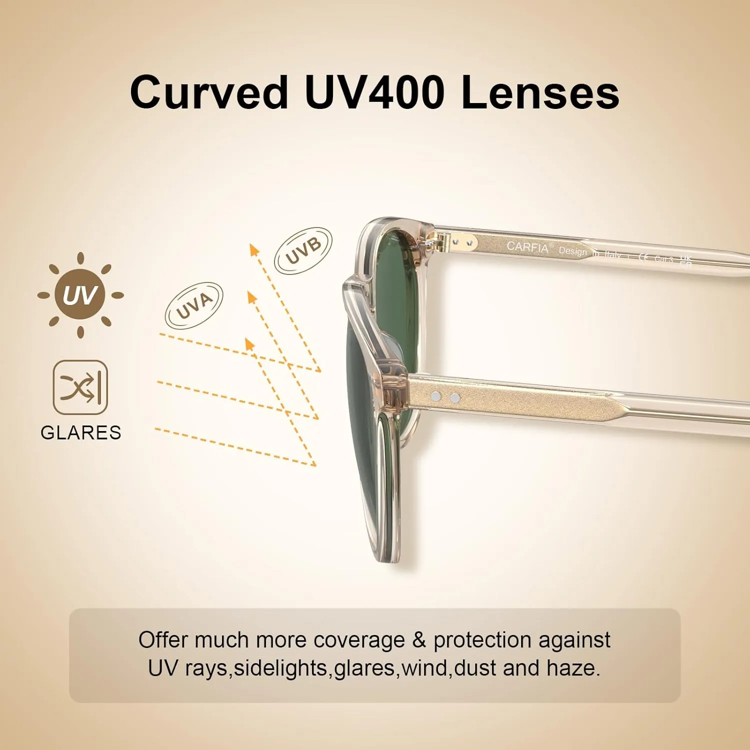 CARFIA Retro Cool Acetate Polarized Sunglasses for Men UV Protection, Outdoor Fashion Driving Eyewears Male Square Sunnies