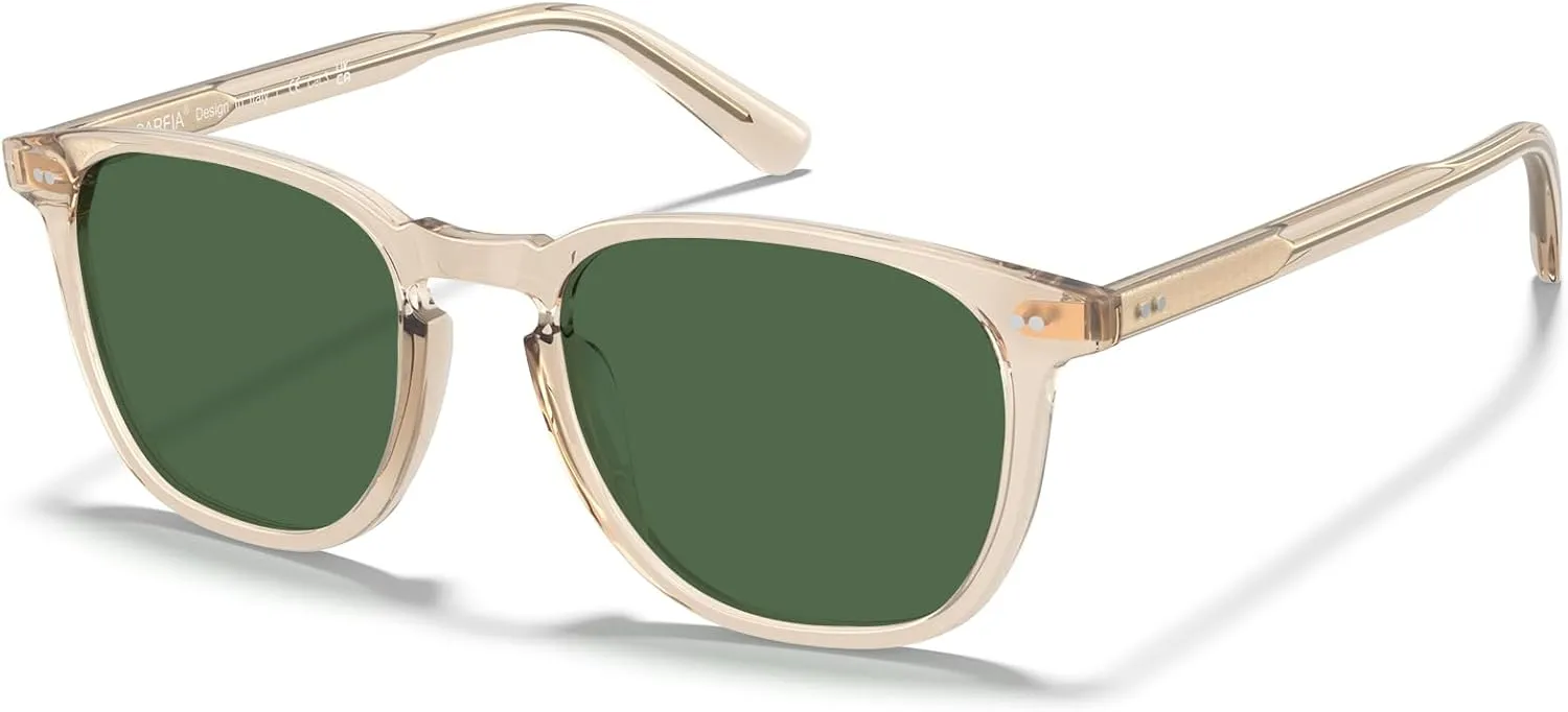 CARFIA Retro Cool Acetate Polarized Sunglasses for Men UV Protection, Outdoor Fashion Driving Eyewears Male Square Sunnies
