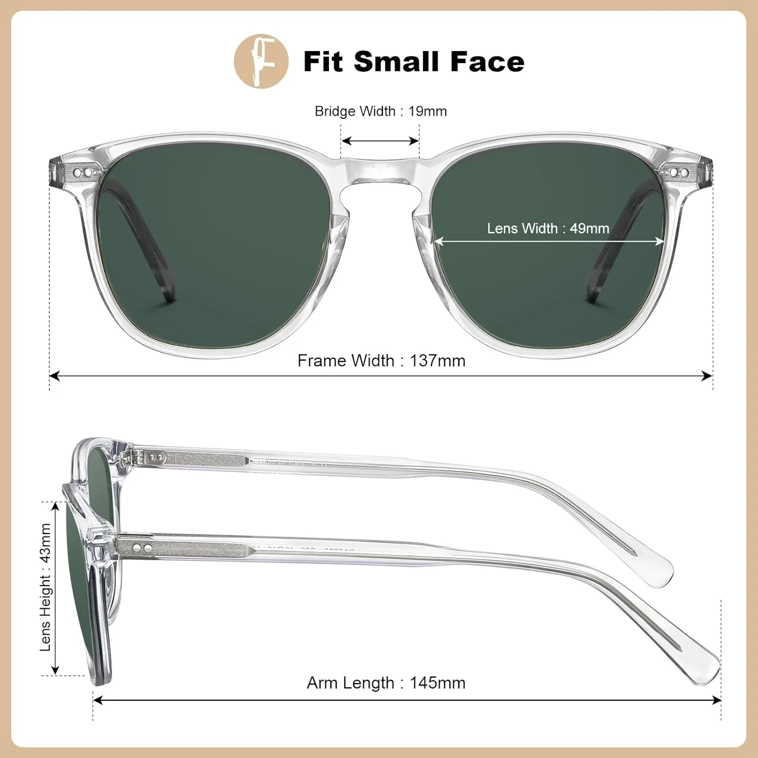 CARFIA Retro Cool Acetate Polarized Sunglasses for Men UV Protection, Outdoor Fashion Driving Eyewears Male Square Sunnies