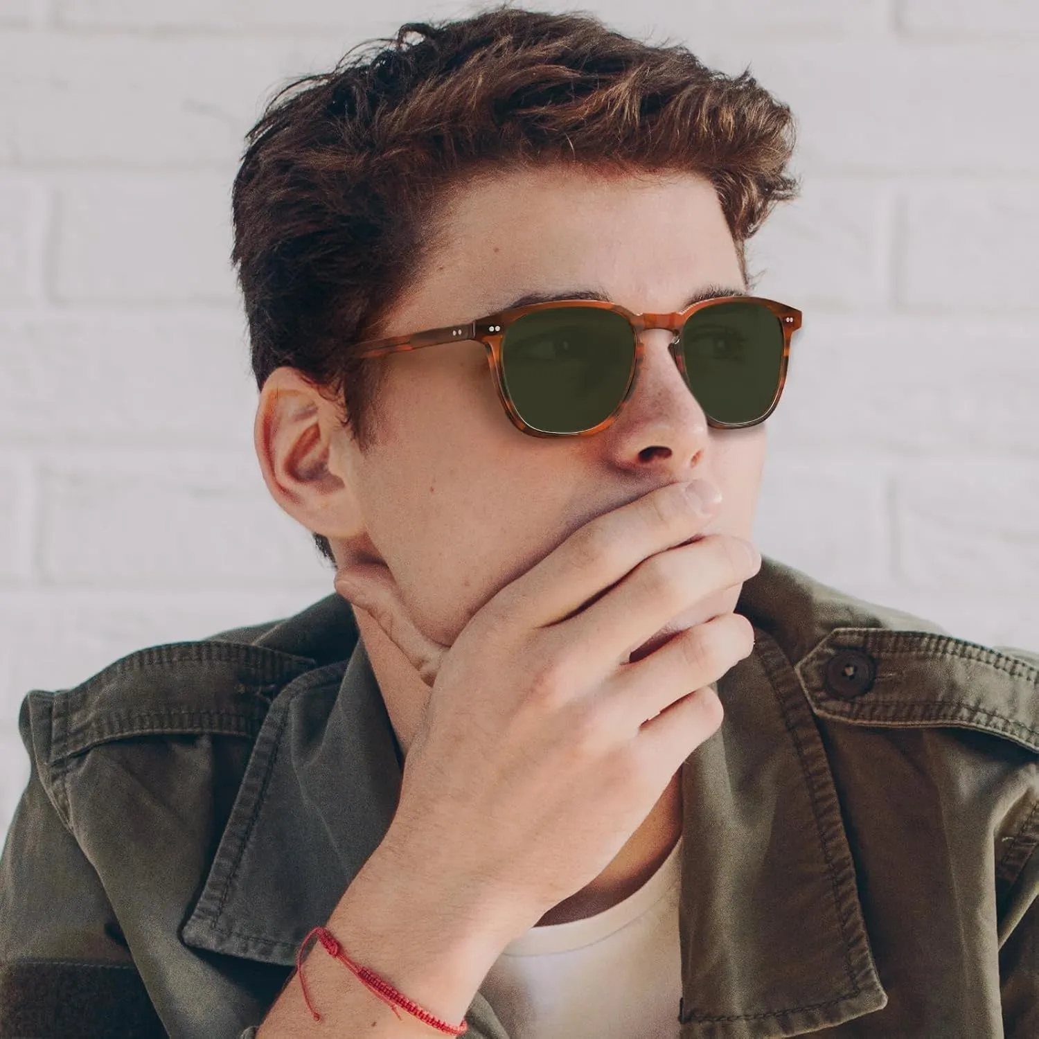 CARFIA Retro Cool Acetate Polarized Sunglasses for Men UV Protection, Outdoor Fashion Driving Eyewears Male Square Sunnies