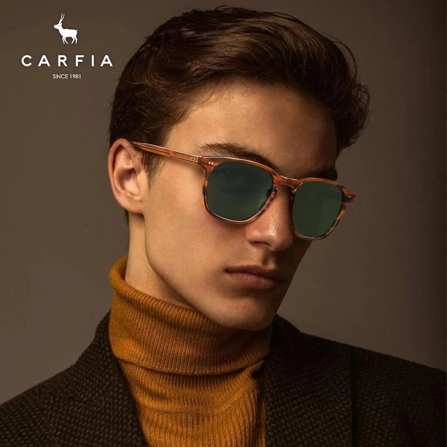 CARFIA Retro Cool Acetate Polarized Sunglasses for Men UV Protection, Outdoor Fashion Driving Eyewears Male Square Sunnies