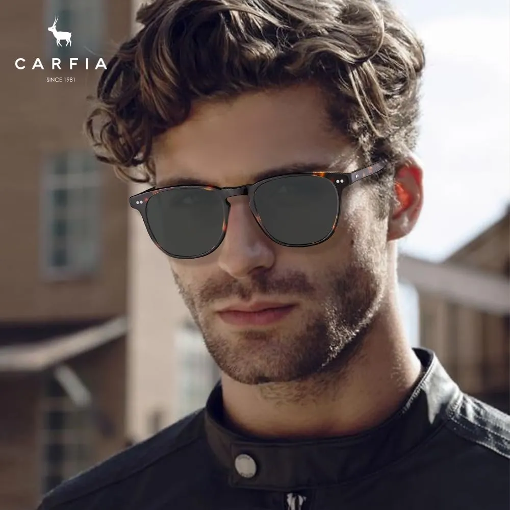 CARFIA Retro Cool Acetate Polarized Sunglasses for Men UV Protection, Outdoor Fashion Driving Eyewears Male Square Sunnies
