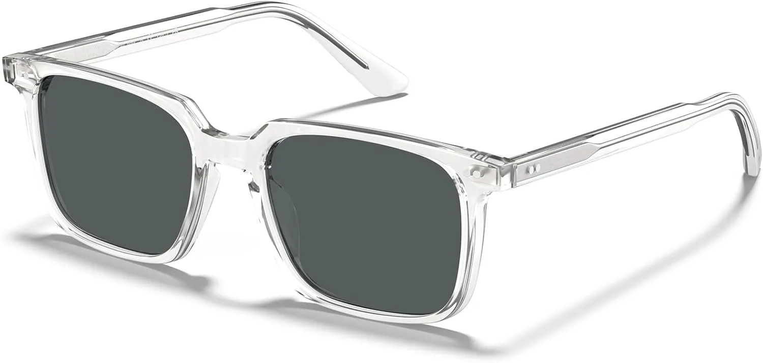 CARFIA Retro Cool Acetate Sunglasses for Men Polarized UV Protection, Trendy Square Male Sunnies Outdoor Driving Eyewears