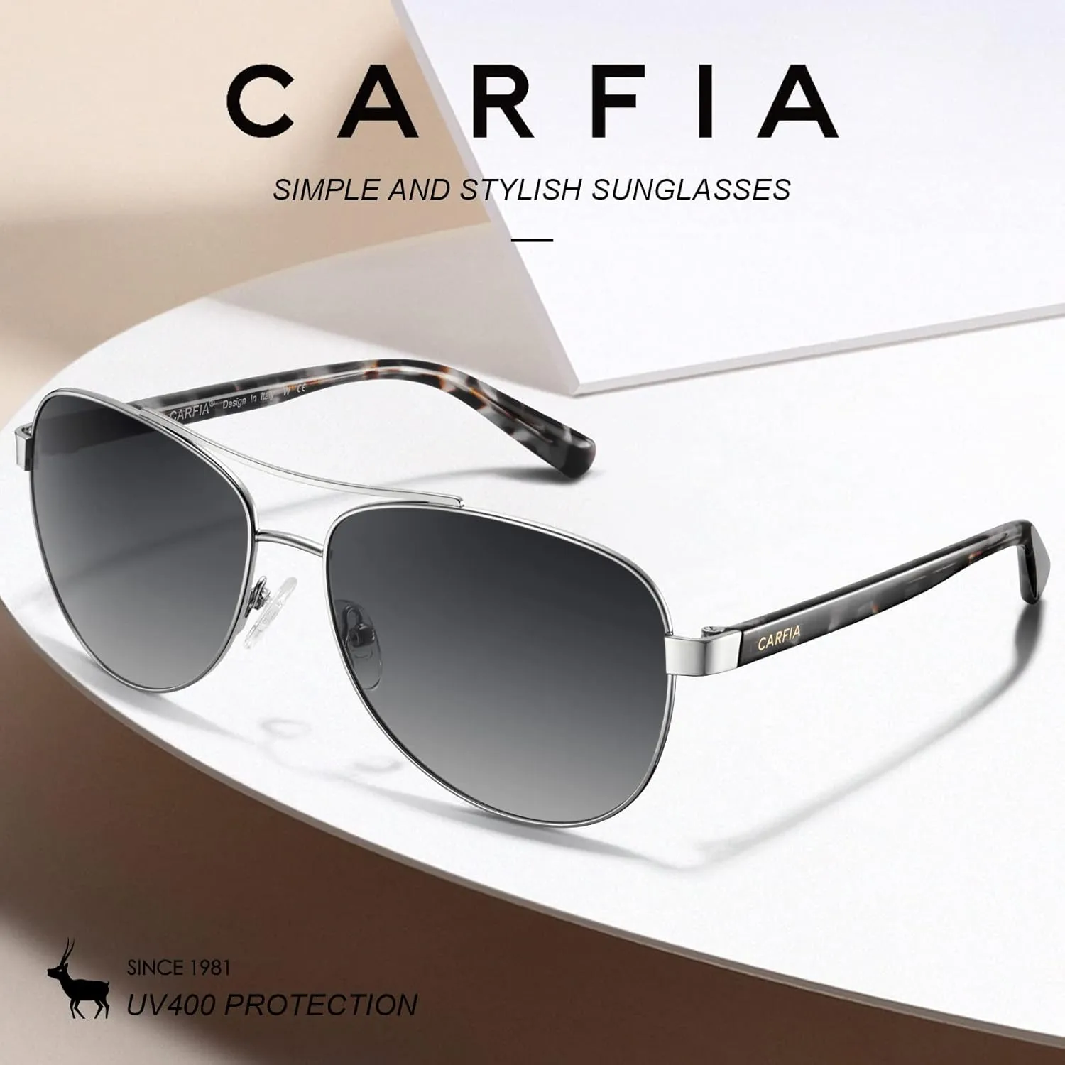 CARFIA Retro Trendy Pilot Sunglasses for Women Polarized UV Protection, Lightweight Outdoor Driving Lady Sunnies Metal Frame
