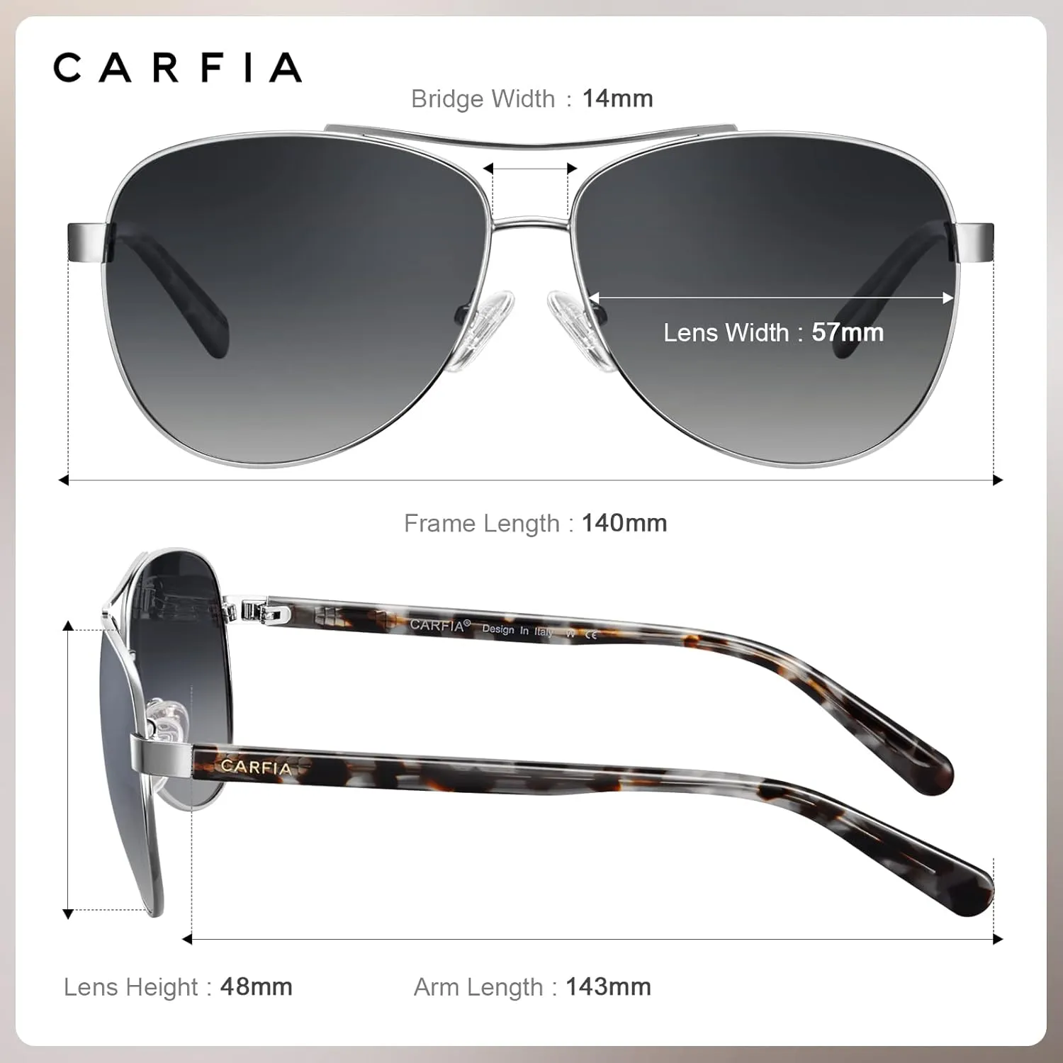CARFIA Retro Trendy Pilot Sunglasses for Women Polarized UV Protection, Lightweight Outdoor Driving Lady Sunnies Metal Frame