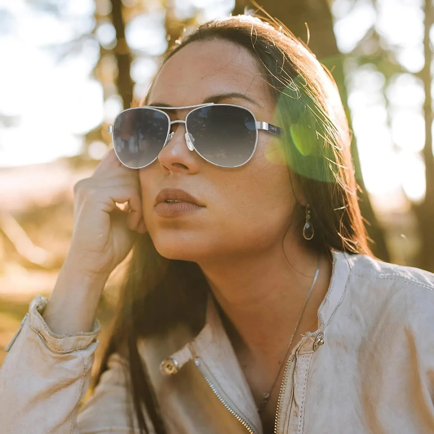 CARFIA Retro Trendy Pilot Sunglasses for Women Polarized UV Protection, Lightweight Outdoor Driving Lady Sunnies Metal Frame