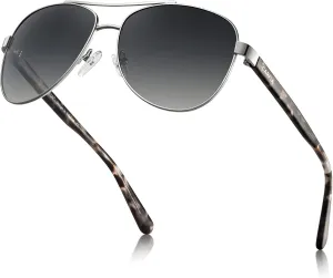 CARFIA Retro Trendy Pilot Sunglasses for Women Polarized UV Protection, Lightweight Outdoor Driving Lady Sunnies Metal Frame
