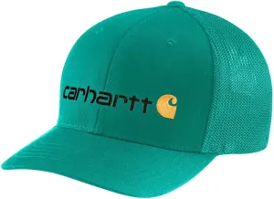 Carhartt Men's Rugged Flex Fitted Canvas Mesh-Back Logo Graphic Cap