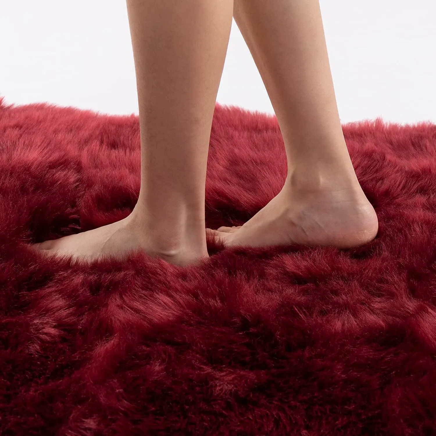 Carvapet Luxury Soft Faux Sheepskin Fur Chair Couch Cover Area Rug Bedroom Floor Sofa Living Room (2 x 3 ft, Burgundy)