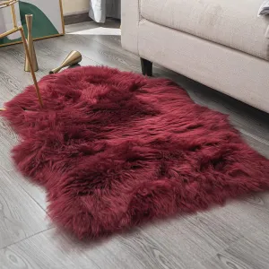 Carvapet Luxury Soft Faux Sheepskin Fur Chair Couch Cover Area Rug Bedroom Floor Sofa Living Room (2 x 3 ft, Burgundy)