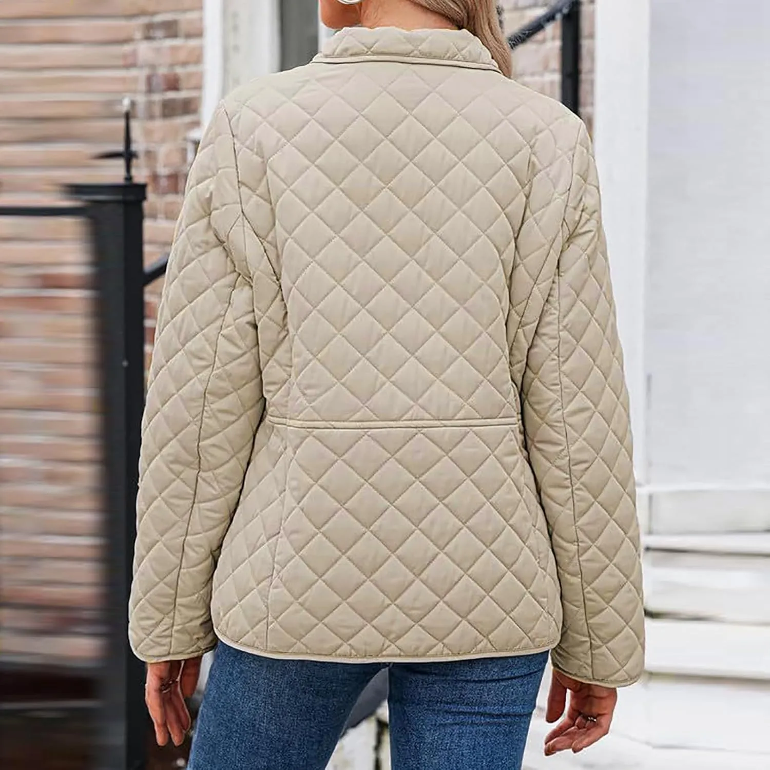 Ceboyel Women'S Quilted Barn Jackets 2024 Trendy Puffy Coats Quilted Bomber Jacket Lightweight Warm Winter Outerwear Clothing
