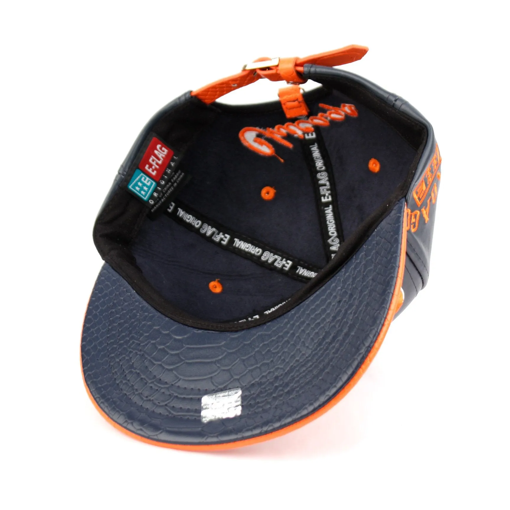 Chicago Faux Leather Baseball City Cap with Snake Faux Leather Flat Brim