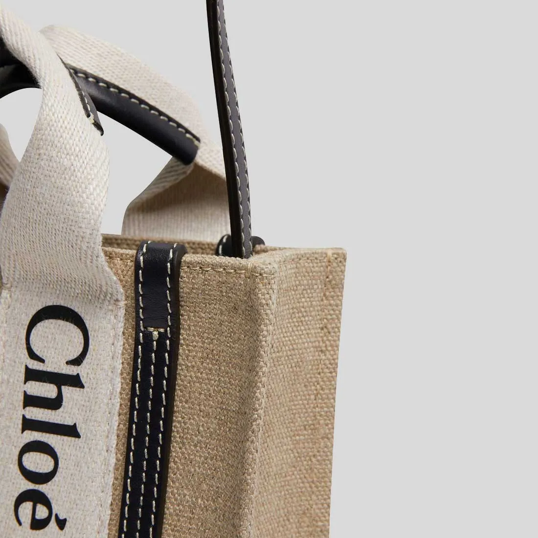 CHLOE Mini Woody Tote Bag White Blue RS-CHC22AP237I2691J