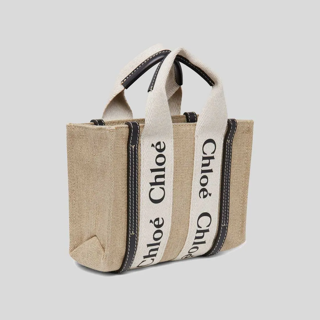 CHLOE Mini Woody Tote Bag White Blue RS-CHC22AP237I2691J