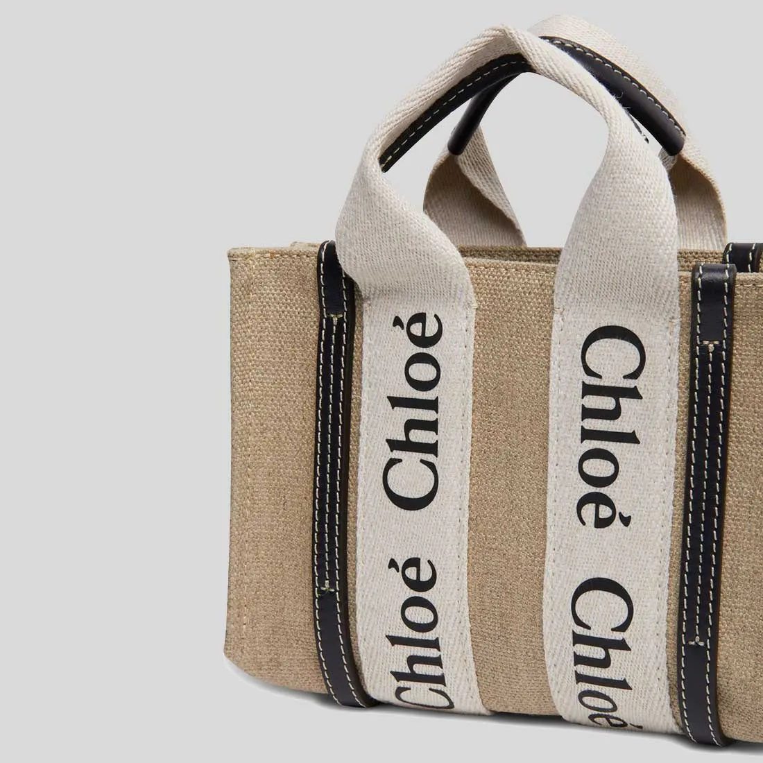 CHLOE Mini Woody Tote Bag White Blue RS-CHC22AP237I2691J