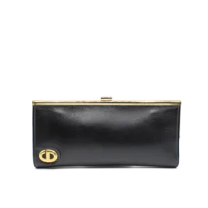 Christian Dior Black Leather Frame Clutch Vintage