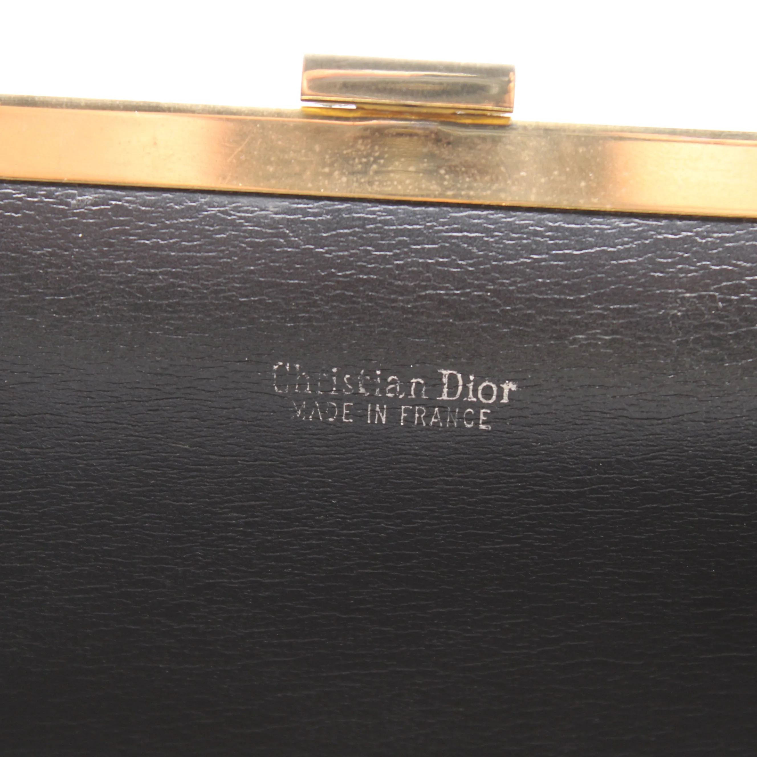 Christian Dior Black Leather Frame Clutch Vintage