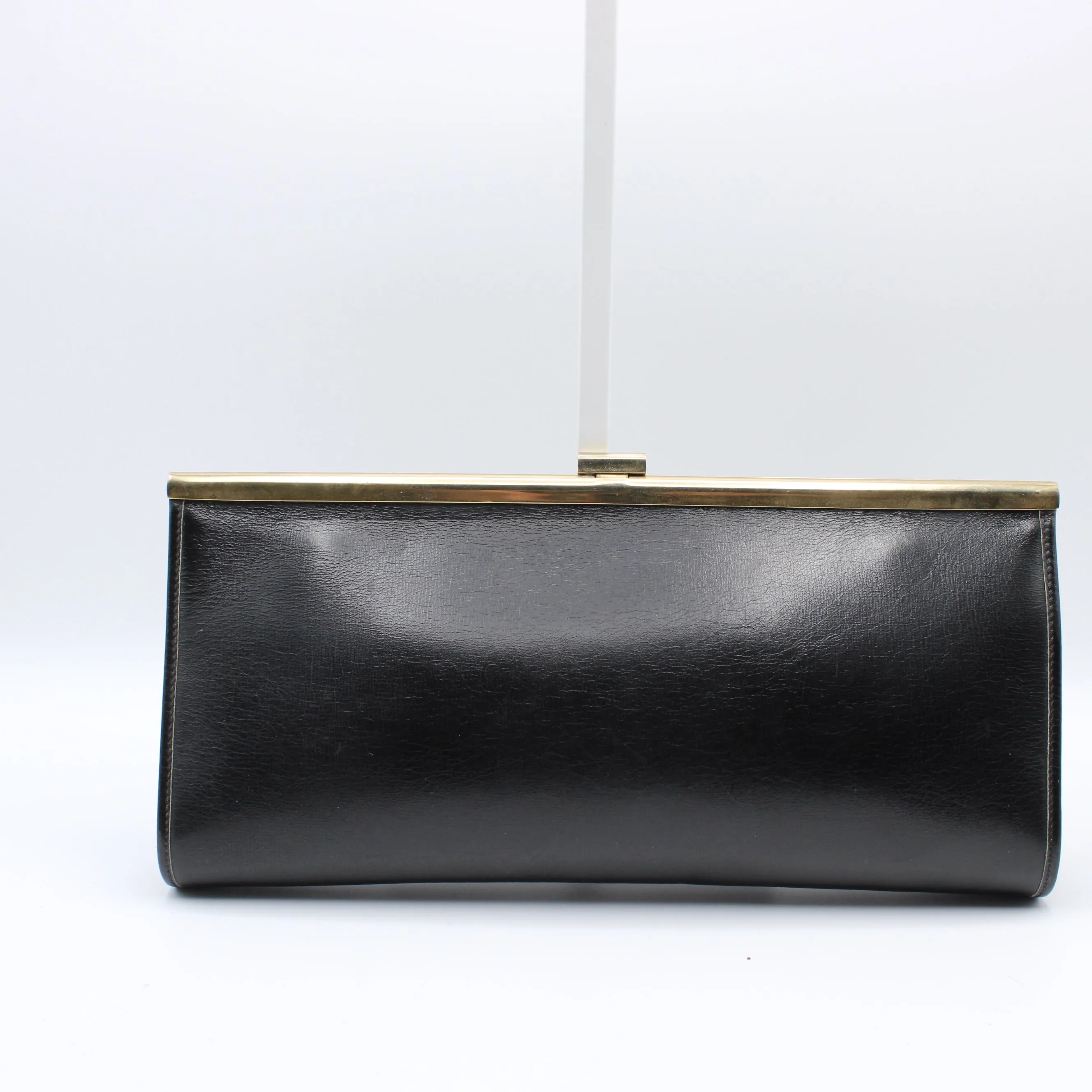 Christian Dior Black Leather Frame Clutch Vintage