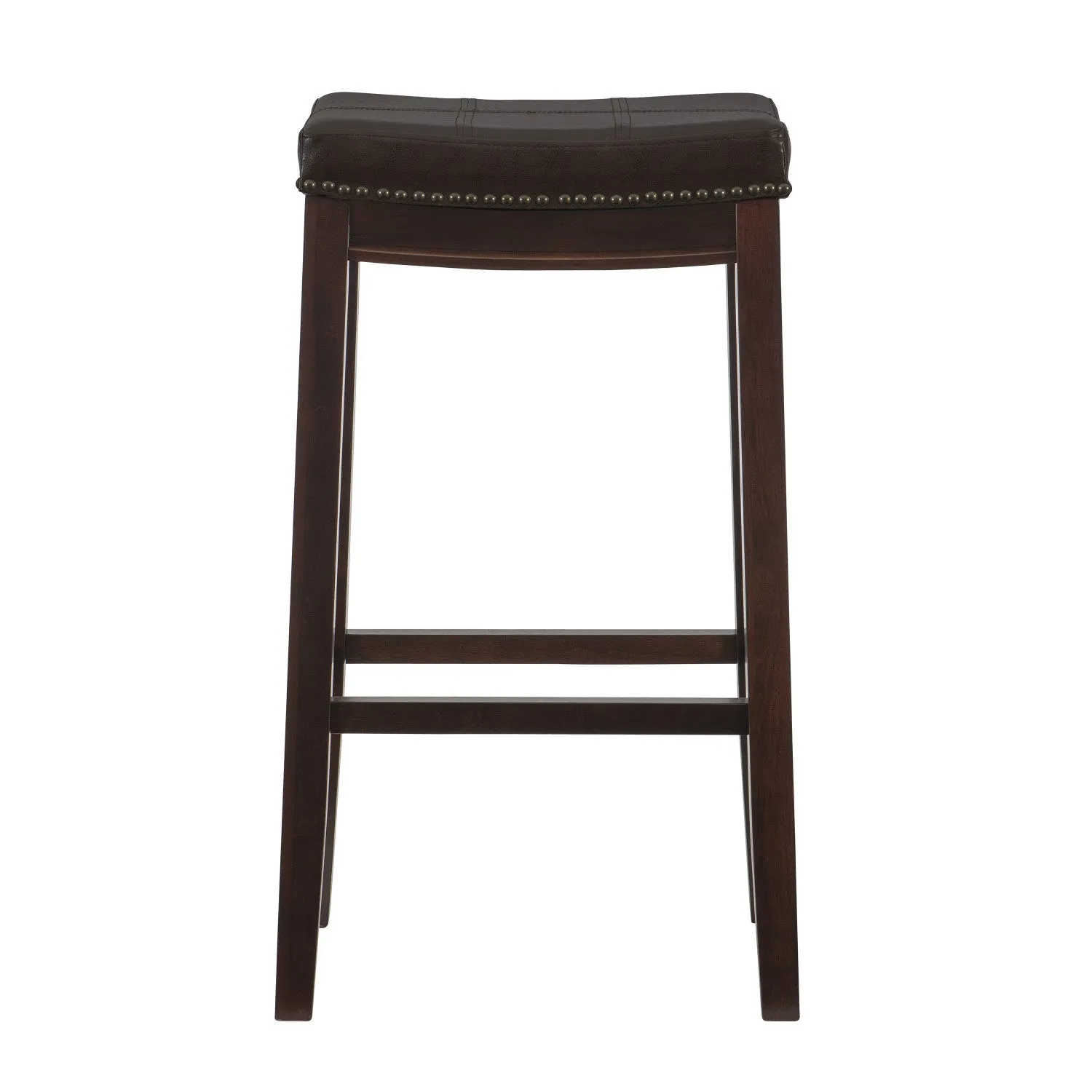 Claridge Faux Leather Backless Barstool - Browm|Tabouret bar Claridge en similicuir et sans dossier - brun