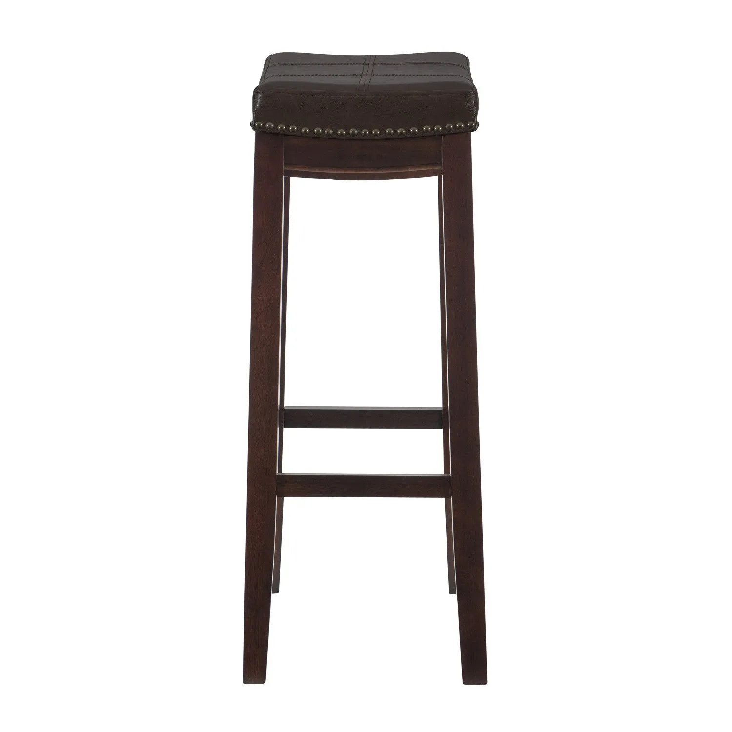 Claridge Faux Leather Backless Barstool - Browm|Tabouret bar Claridge en similicuir et sans dossier - brun