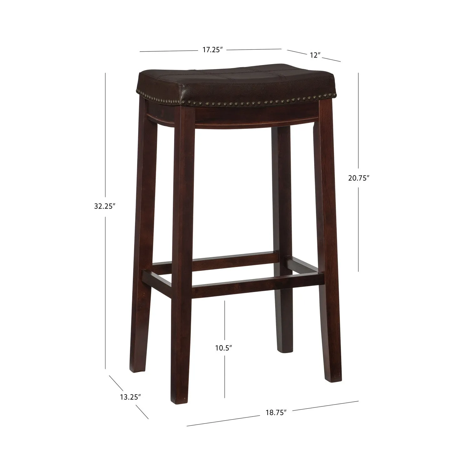 Claridge Faux Leather Backless Barstool - Browm|Tabouret bar Claridge en similicuir et sans dossier - brun