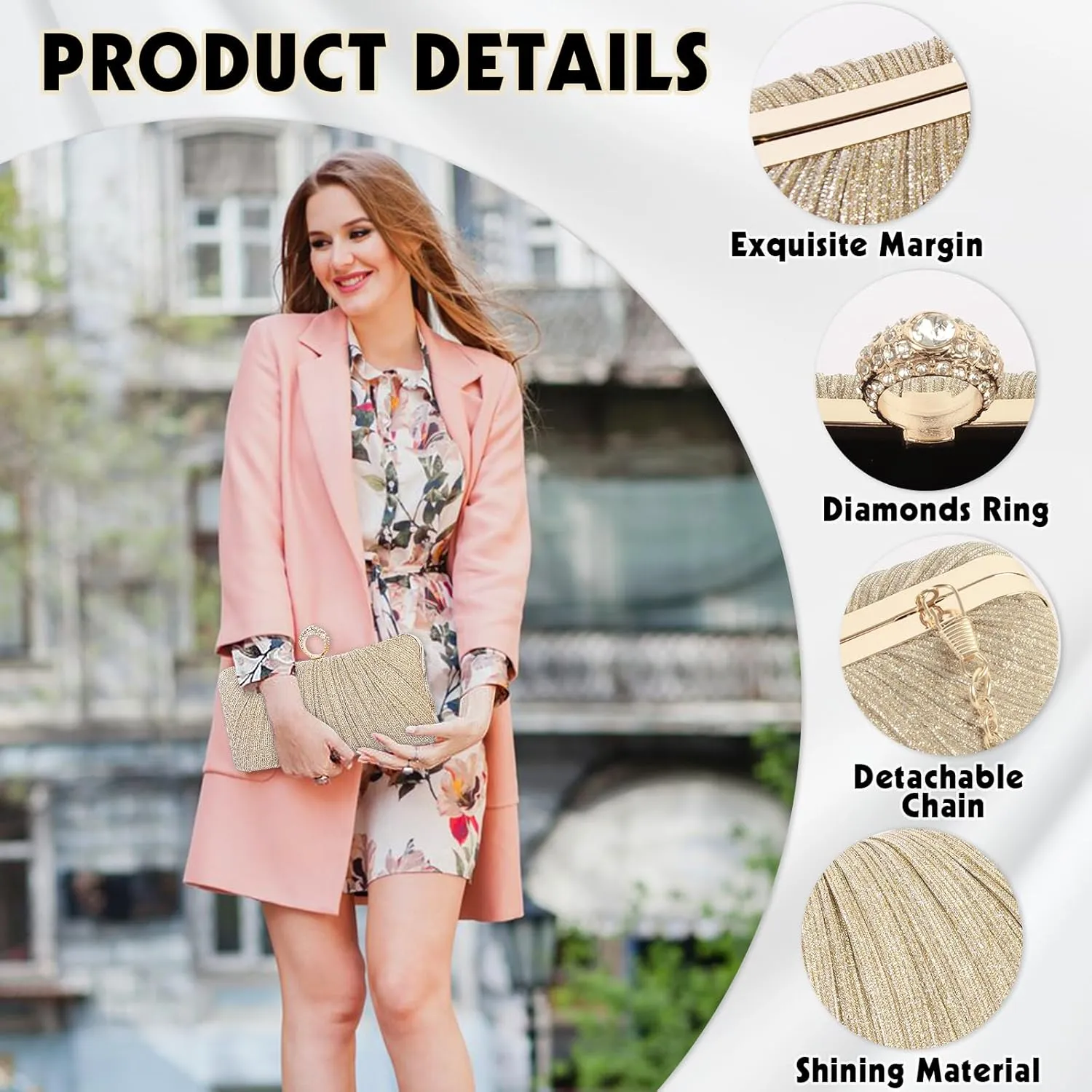 Clutch Purses for Women, Rhinestone Evening Bags Party Purse, Sparkling Handbag Purses for Wedding Bridal Prom Party