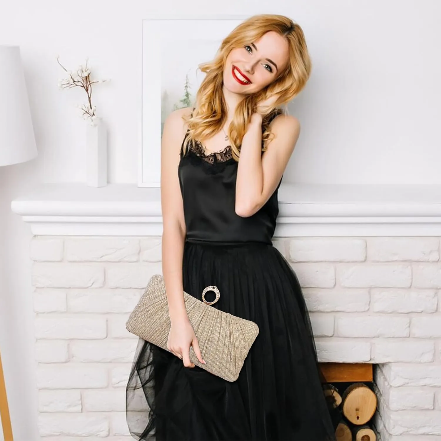 Clutch Purses for Women, Rhinestone Evening Bags Party Purse, Sparkling Handbag Purses for Wedding Bridal Prom Party