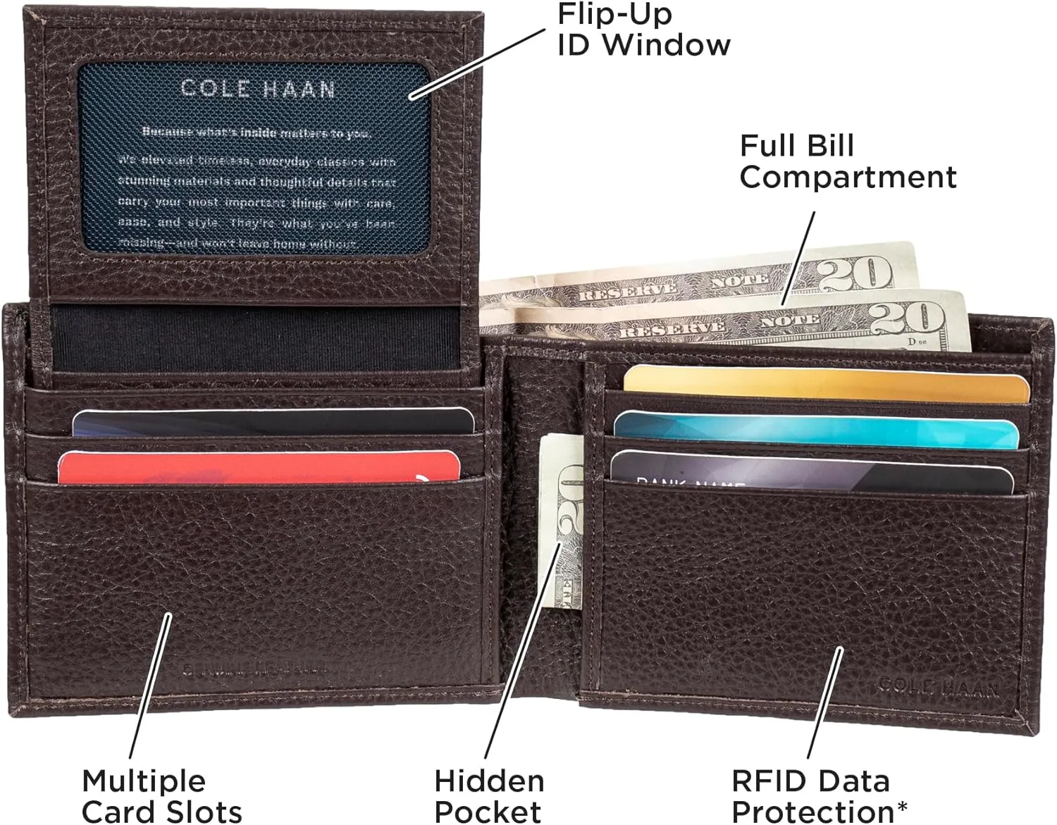 Cole Haan Men's Leather Everyday Bifold RFID Wallet