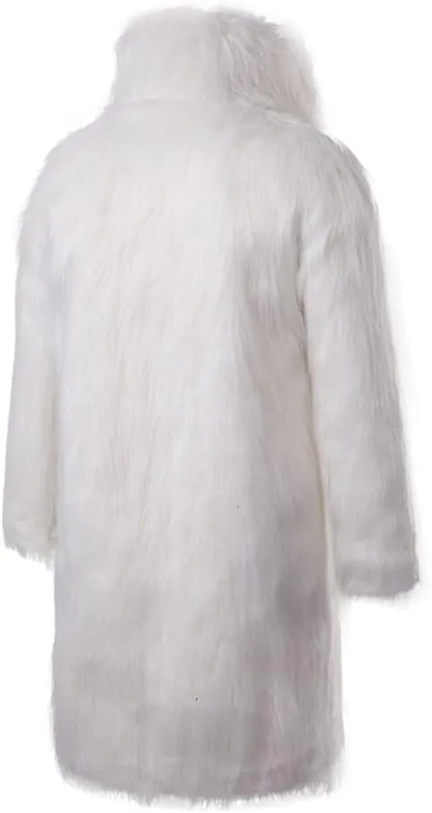Colf Men's Fluffy Long Sleeve Faux Fur Coat Jacket Lapel Outwear Winter Parka Overcoat