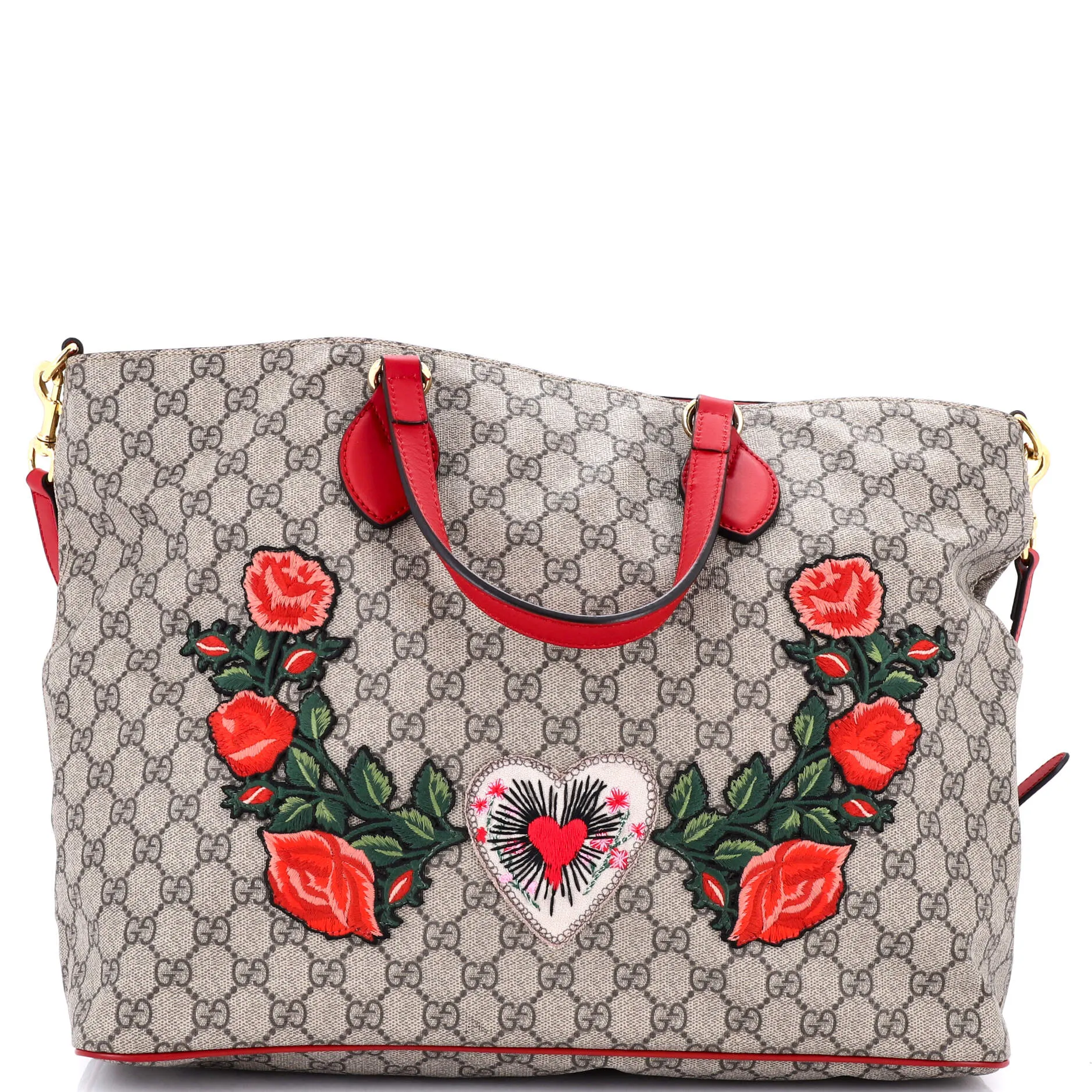 Convertible Soft Tote Embroidered GG Coated Canvas Medium