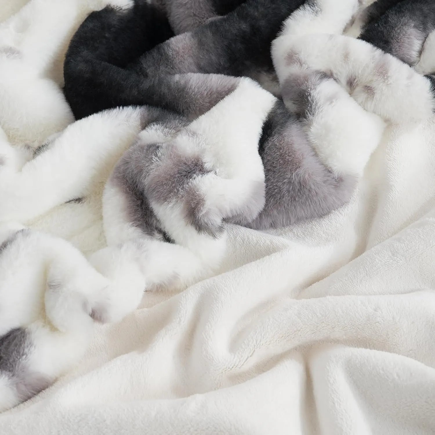 Cozy Bliss Cow Print Faux Fur Throw Blanket, Animal Printed Blankets Super Soft Warm Thick Fluffy Throws Home Decor for Couch Bed Sofa Women (Black&Grey Cow, 50x60 Inches)