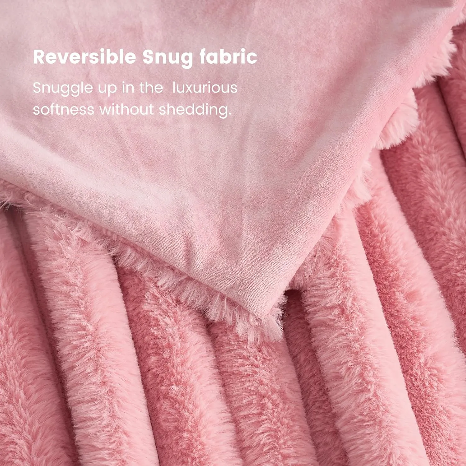 Cozy Bliss Faux Fur Throw Blanket for Couch, Cozy Warm Plush Striped Blanket for Sofa Bedroom Living Room,50 * 60 Inches Hot Pink