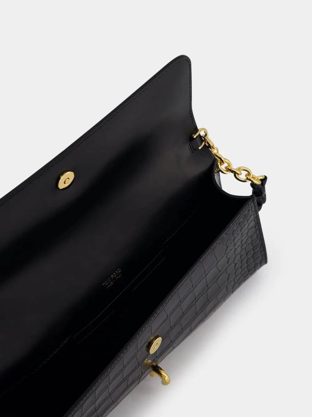 Crocodile-Embossed Leather Clutch