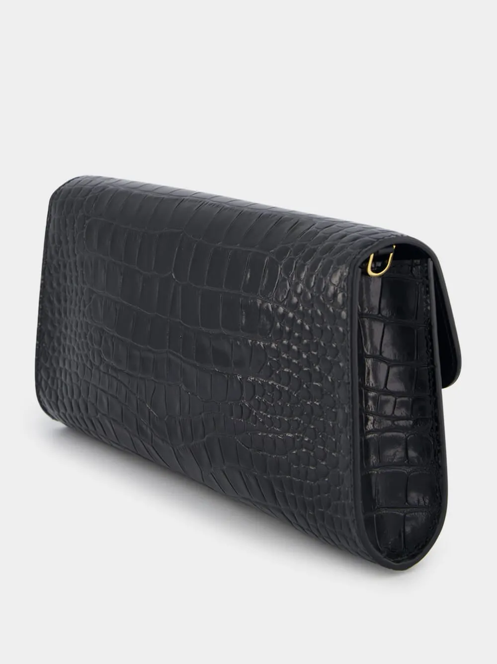 Crocodile-Embossed Leather Clutch