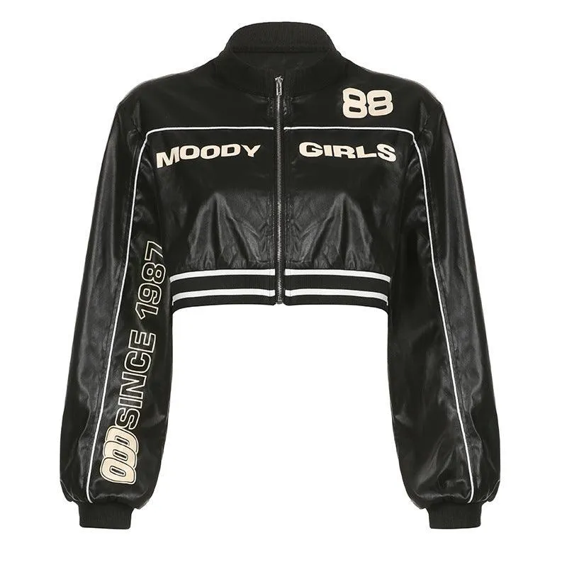 Cropped Faux Leather Bomber Jacket | Bold Streetwear | Edgy and Trendy