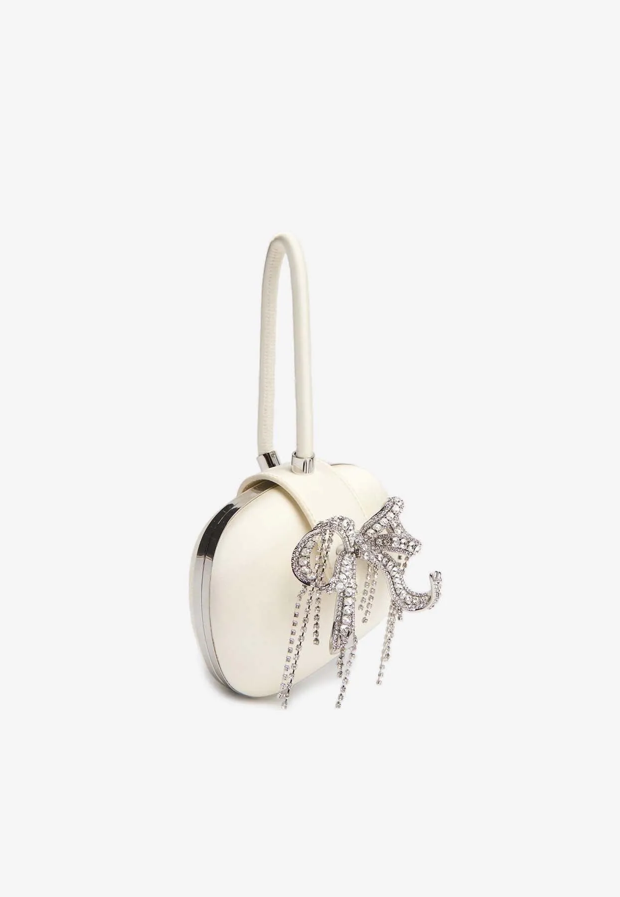 Crystal Bow Satin Top Handle Bag