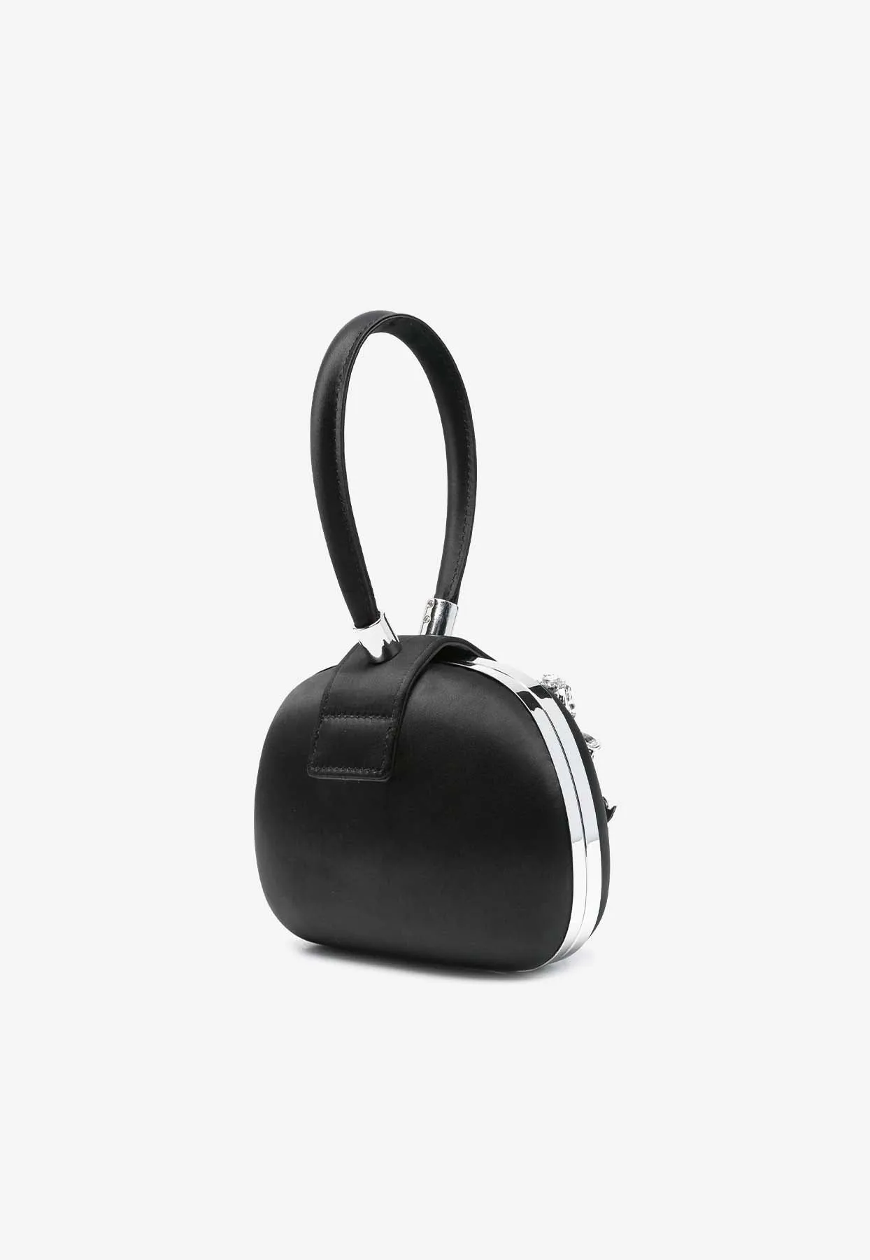 Crystal Bow Satin Top Handle Bag