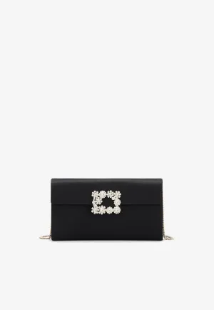 Crystal Buckle Envelope Bag in Satin