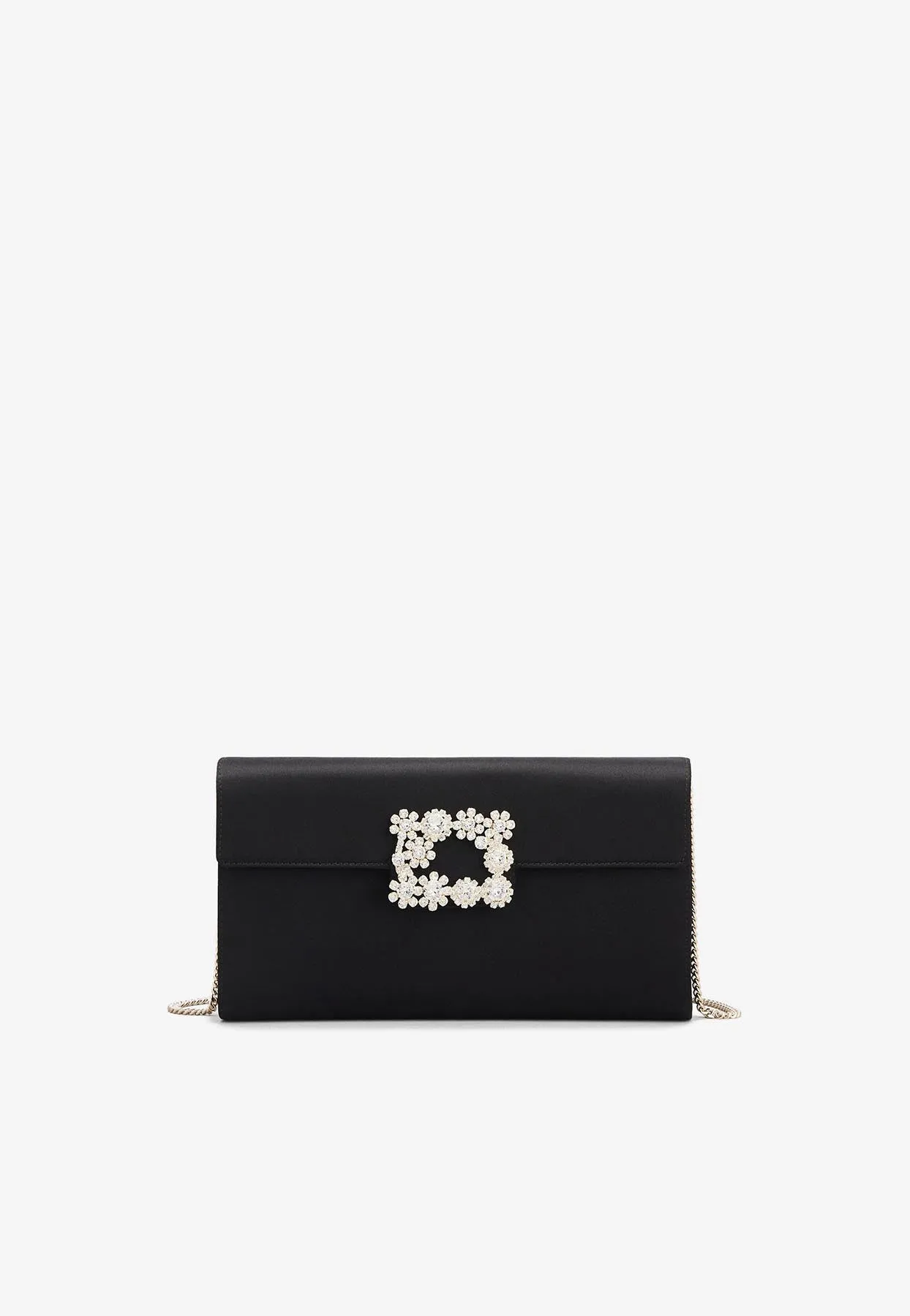 Crystal Buckle Envelope Bag in Satin