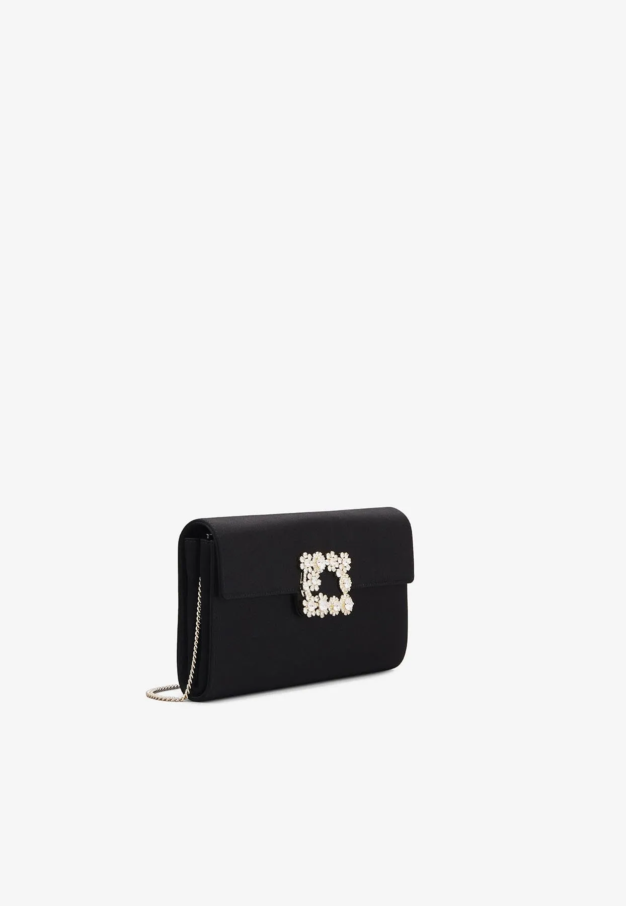 Crystal Buckle Envelope Bag in Satin