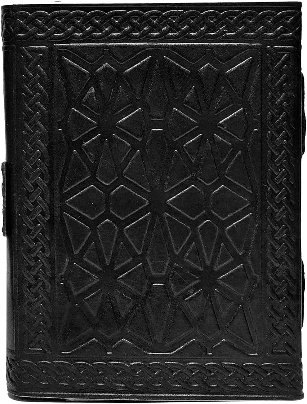 cuero 3 Moon Blue Lapiz Embossed Vintage Leather Journal | 240 Pages of Antique Handmade Deckle Edge Vintage Paper, Leather Sketchbook, Drawing Journal, Great Gift (7 inch by 10 inch, black)
