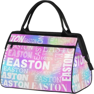 Custom Sport Gym Duffel Bag with Name Personalized Travel Overnight Bag Waterproof Customized Dance Bag Carry-On Tote 15.2in, Rainbow Sparkly
