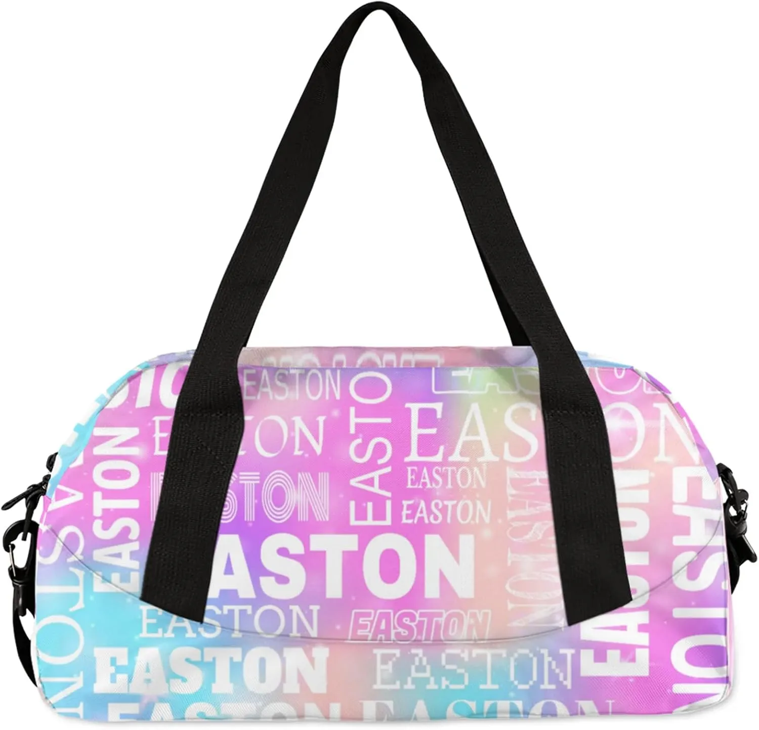 Custom Sport Gym Duffel Bag with Name Personalized Travel Overnight Bag Waterproof Customized Dance Bag Carry-On Tote 18.5in, Rainbow Sparkly